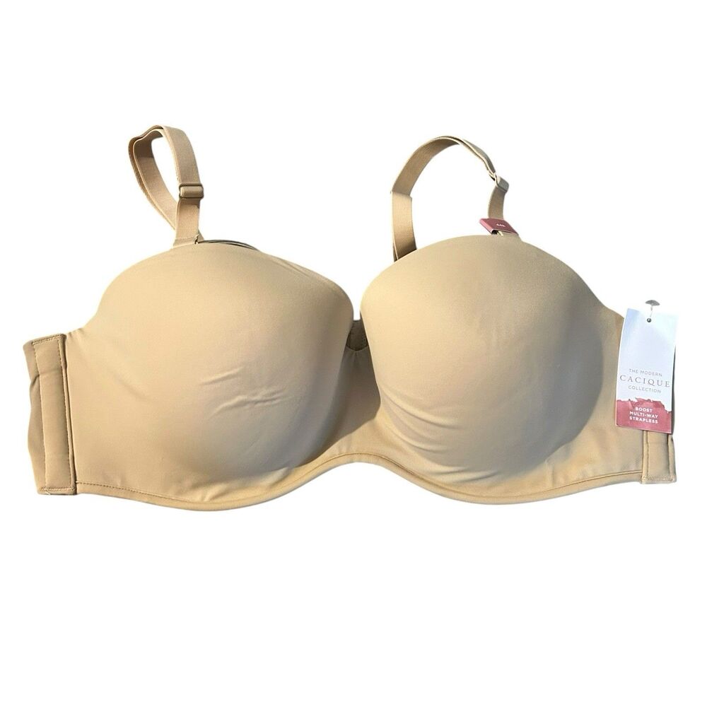 Lane Bryant Cacique Boost Multi Way Strapless Wired Bra Size 44B Beige
